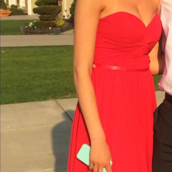 Red Strapless Prom Dress - Picture 3 of 5